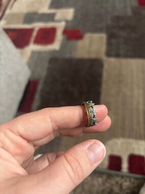 Delicate Turquoise Crown Band Ring - Women Jewelry